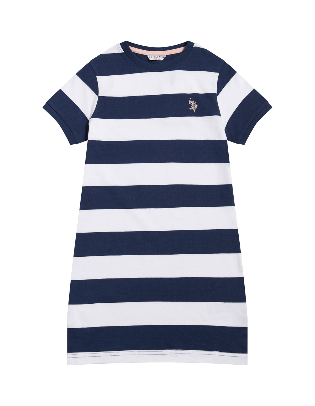 Girls Striped T-Shirt Dress Navy Iris