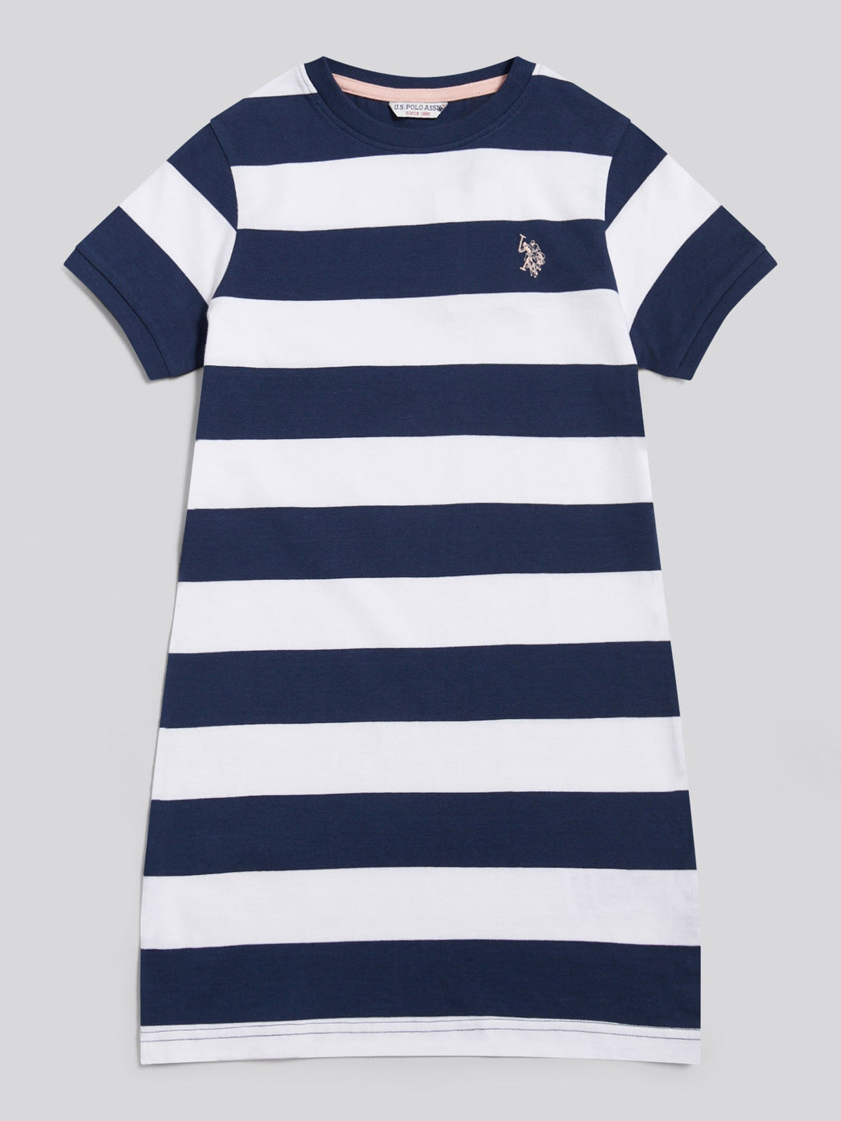 Girls Striped T-Shirt Dress Navy Iris