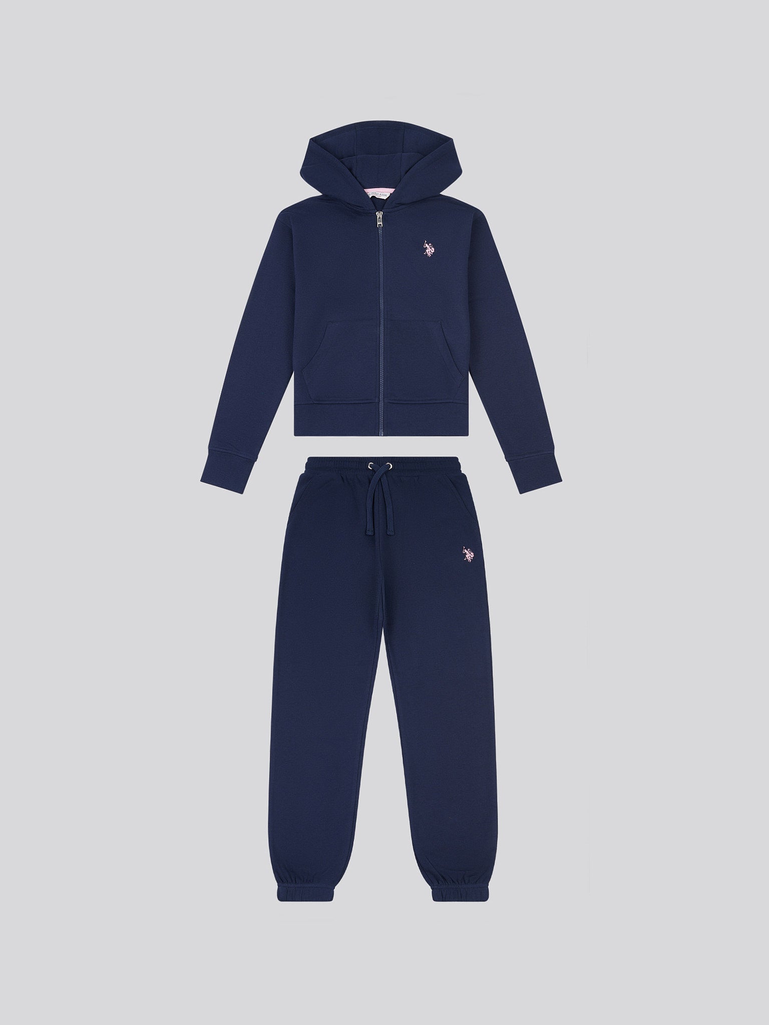 Girls Zip Hoodie & Relaxed Fit Jogger Set in Navy Iris