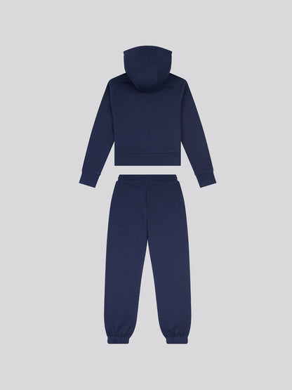 Girls Zip Hoodie & Relaxed Fit Jogger Set in Navy Iris