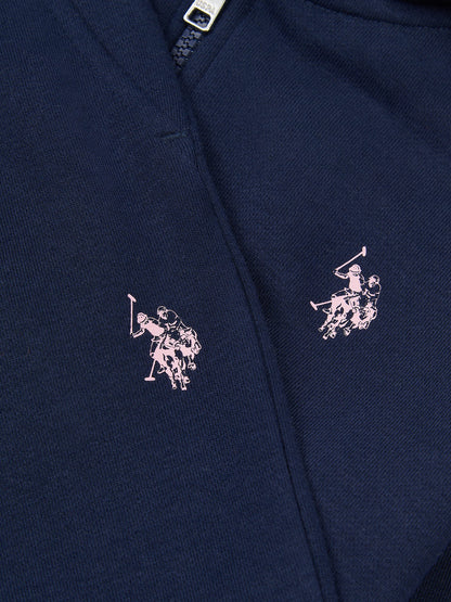 Girls Zip Hoodie & Relaxed Fit Jogger Set in Navy Iris