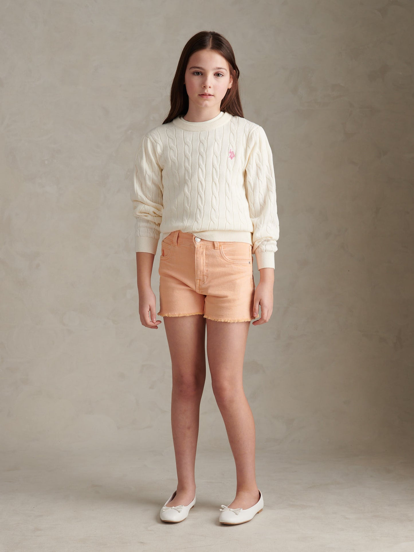 Girls Cable Knit Jumper in Marshmallow