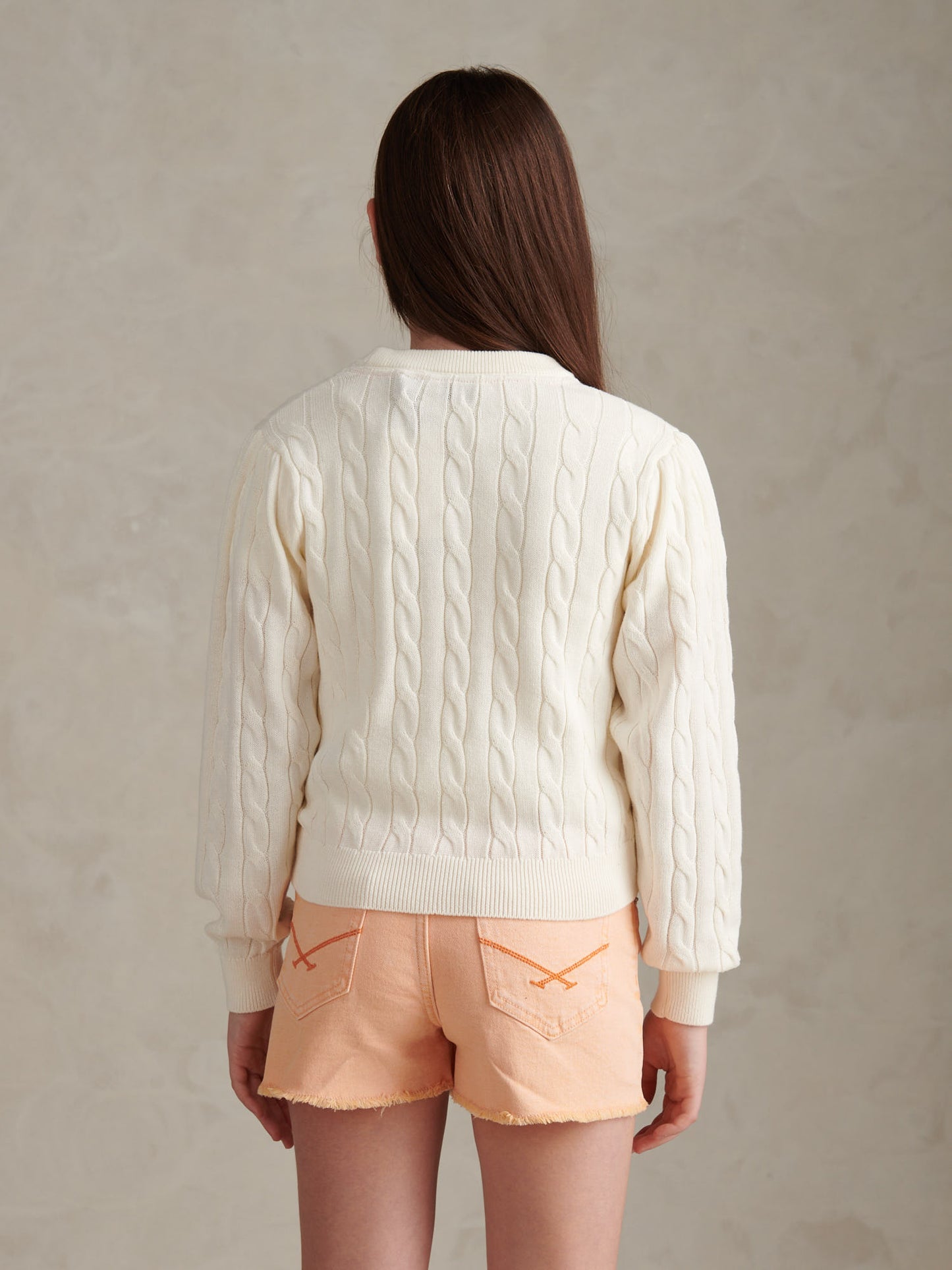 Girls Cable Knit Jumper in Marshmallow