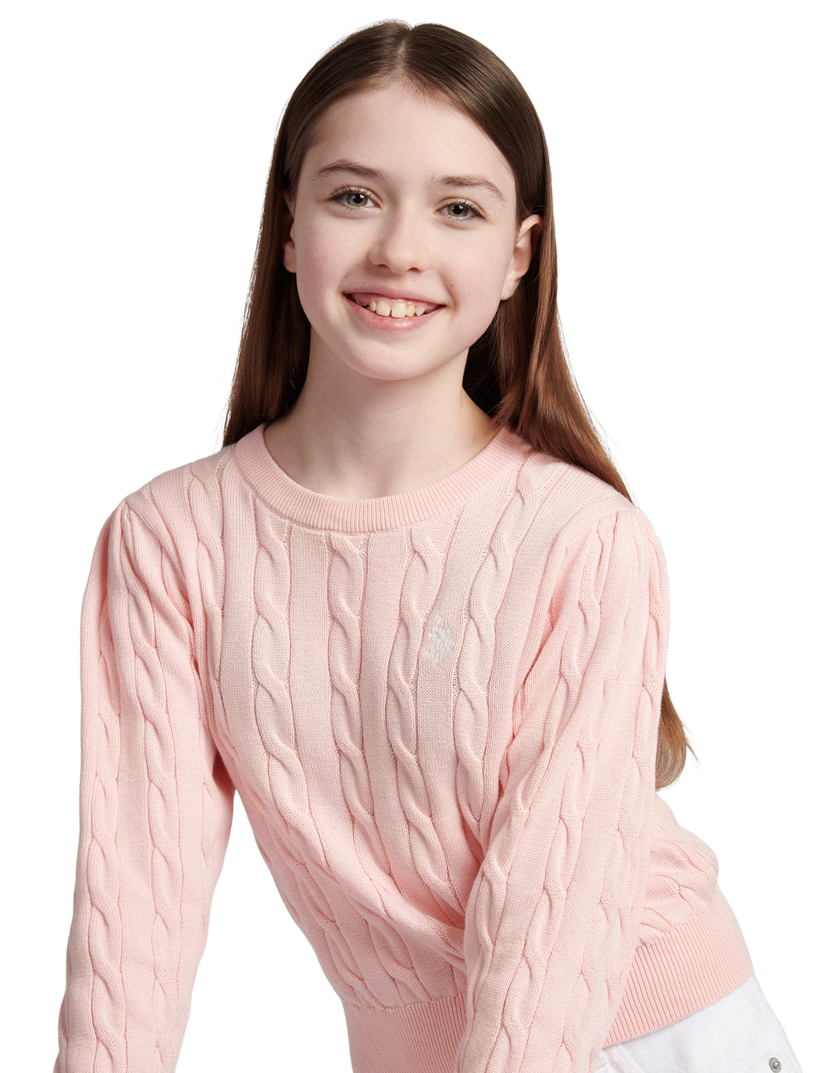 Girls Cable Knit Jumper Crystal Rose