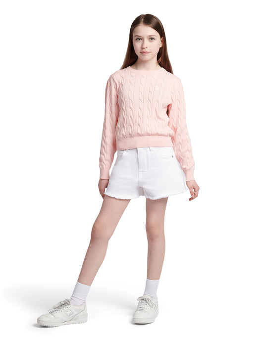 Girls Cable Knit Jumper Crystal Rose