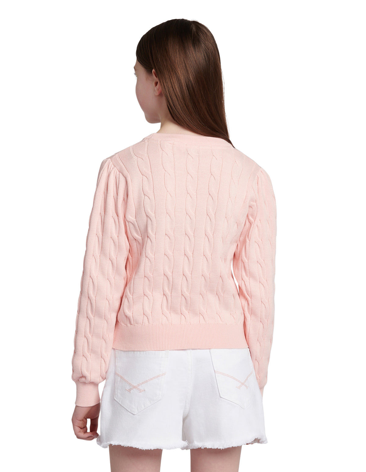 Girls Cable Knit Jumper Crystal Rose
