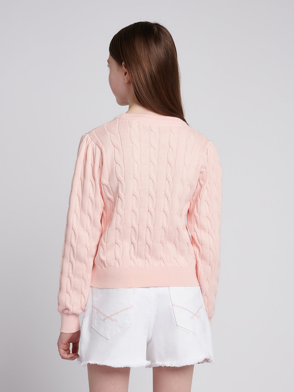 Girls Cable Knit Jumper Crystal Rose