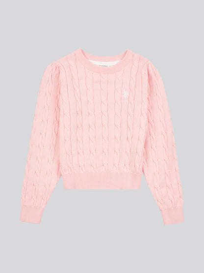 Girls Cable Knit Jumper in Crystal Rose