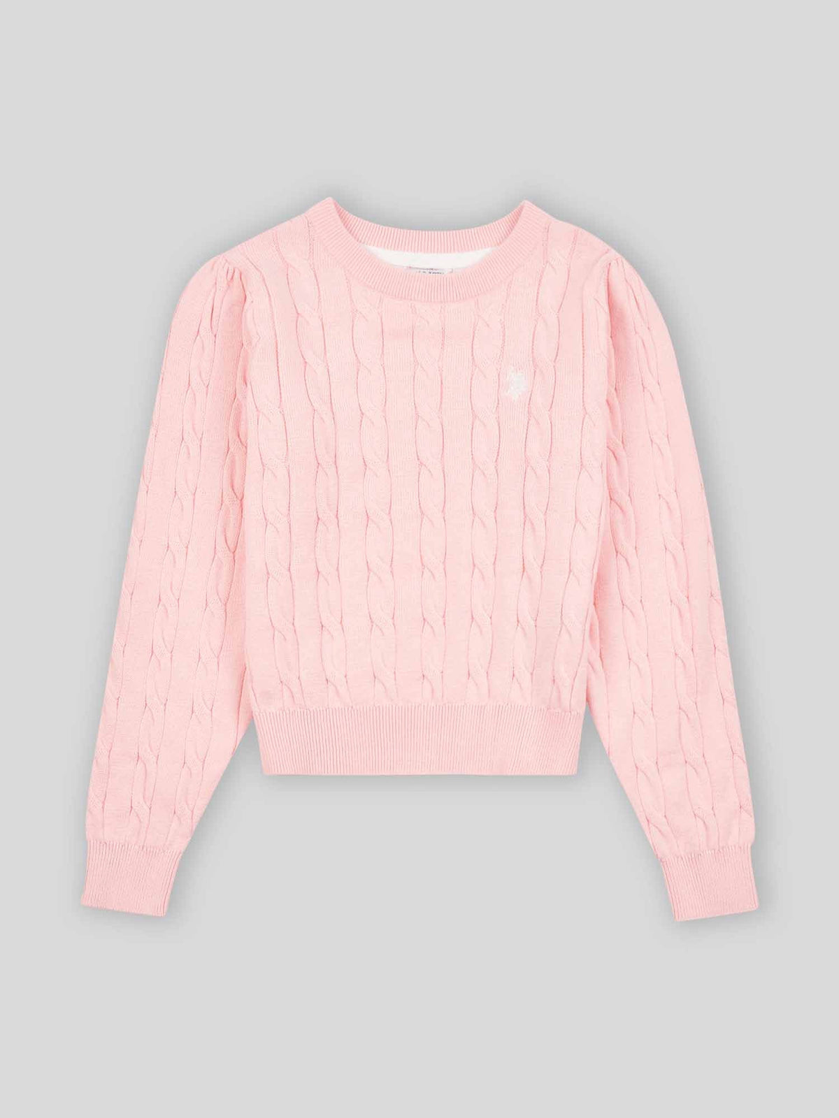 Girls Cable Knit Jumper Crystal Rose