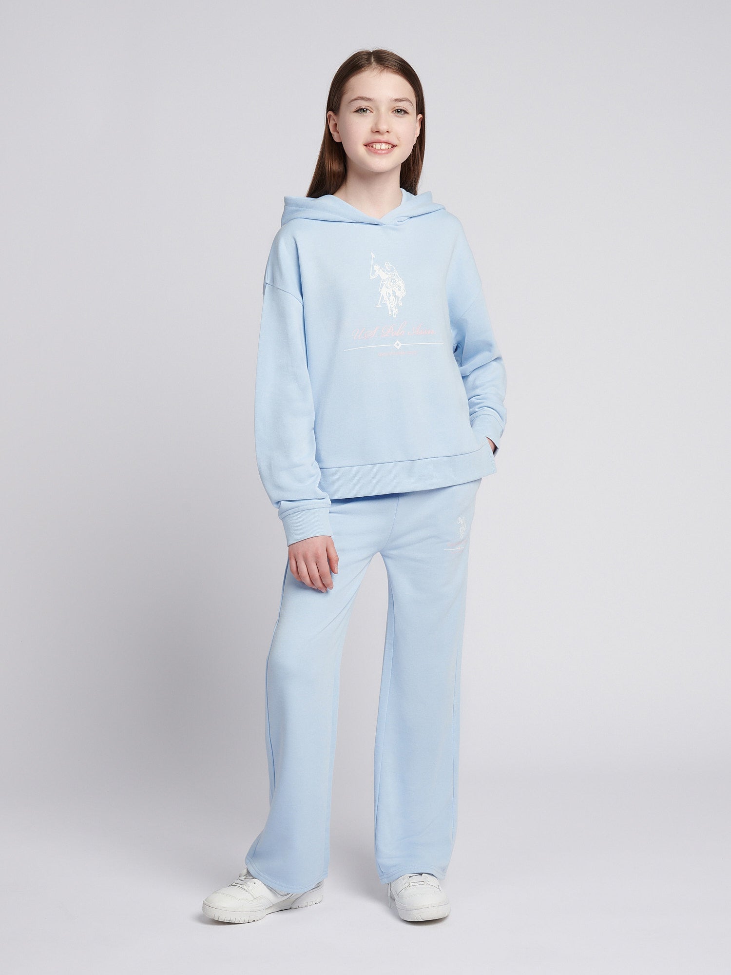 Girls Brushed Back Hoodie & Jogger Set in Windsurfer