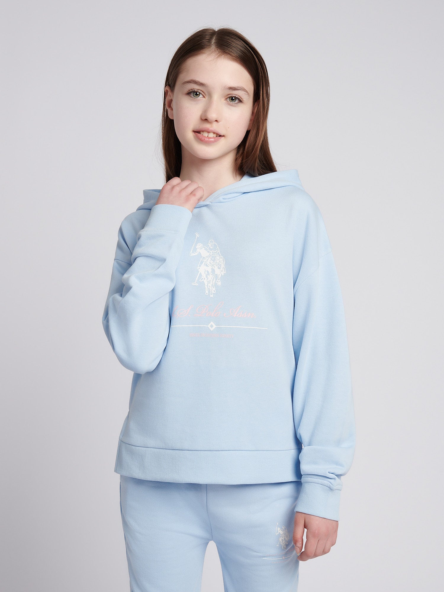 Girls Brushed Back Hoodie & Jogger Set in Windsurfer