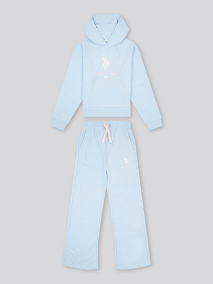 Girls Brushed Back Hoodie & Jogger Set in Windsurfer