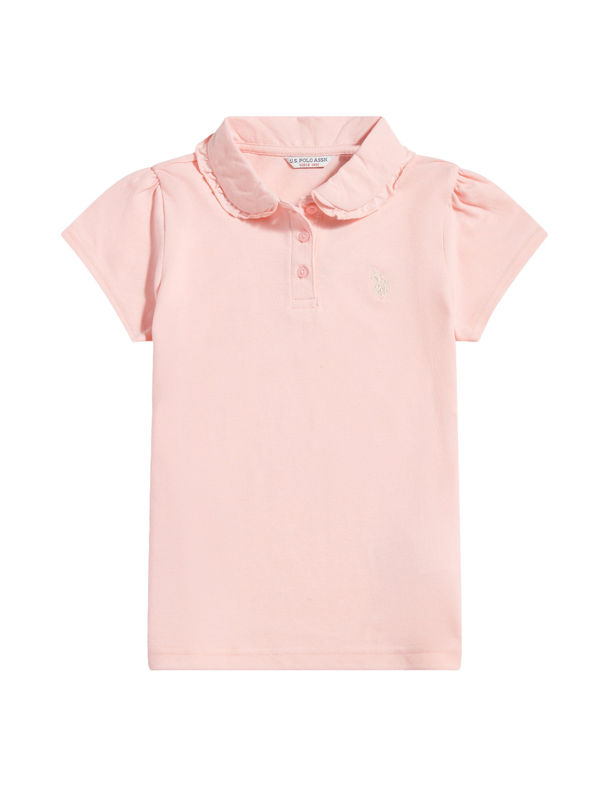 Girls Frill Collar Pique Polo Shirt Crystal Rose