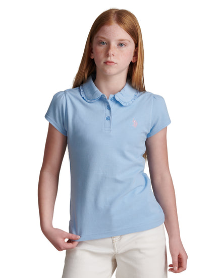 Girls Frill Collar Pique Polo Shirt Open Air