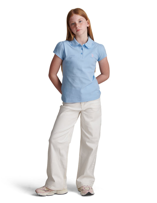 Girls Frill Collar Pique Polo Shirt Open Air
