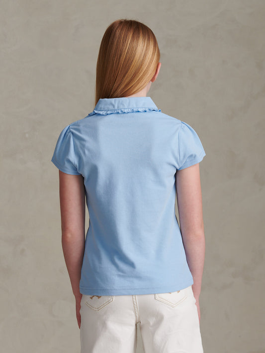 Girls Frill Collar Pique Polo Shirt Open Air