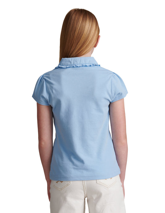 Girls Frill Collar Pique Polo Shirt Open Air