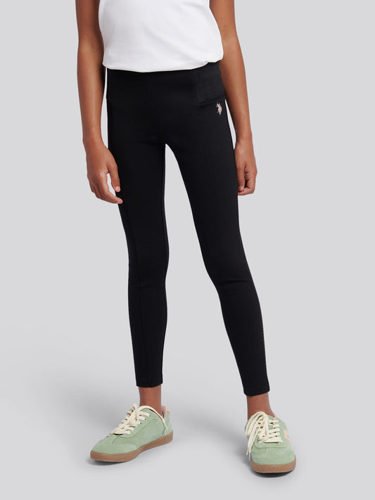 Girls Elastic Waistband Leggings in Black