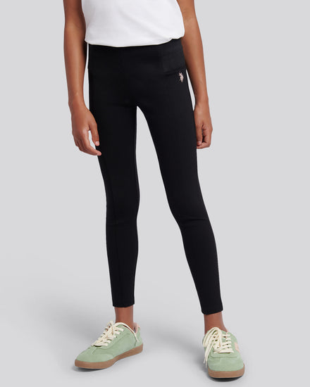 Girls Elastic Waistband Leggings in Black