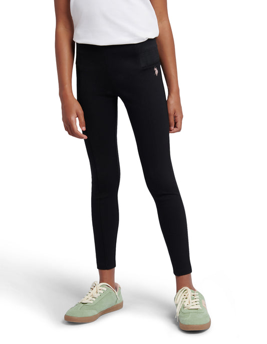 Girls Elastic Waistband Leggings Black