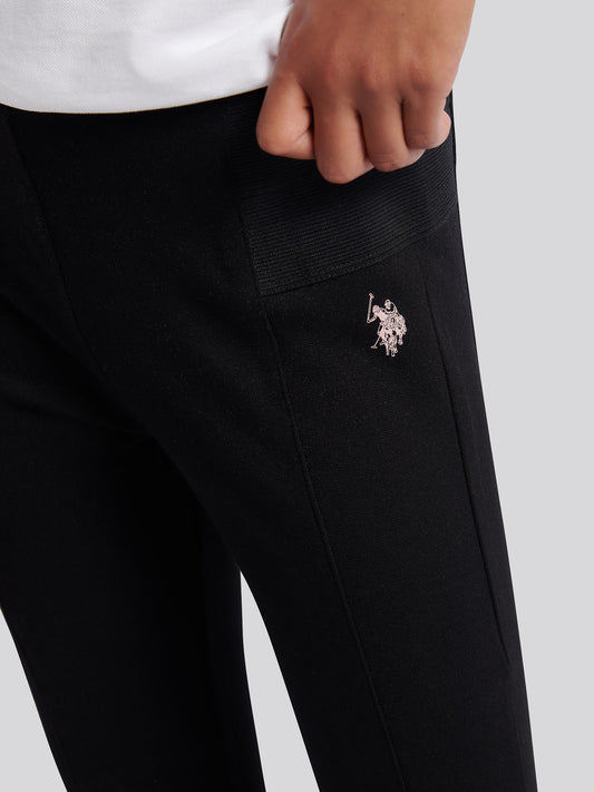 Girls Elastic Waistband Leggings in Black