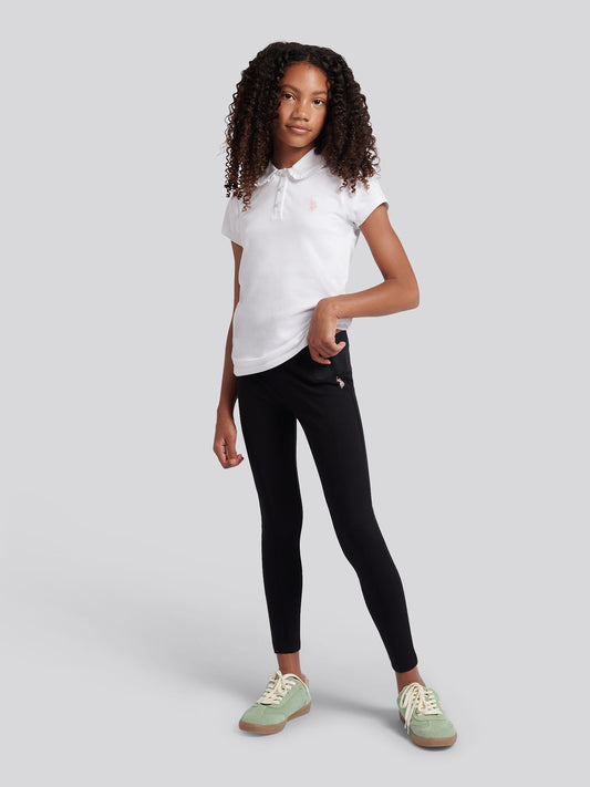 Girls Elastic Waistband Leggings in Black