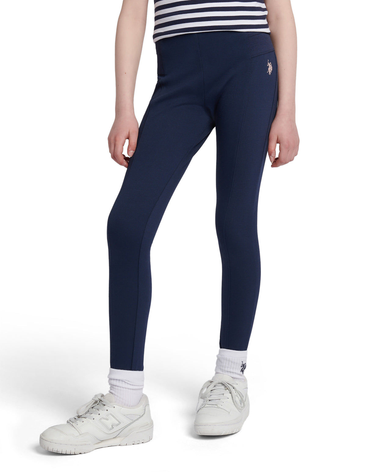 Girls Elastic Waistband Leggings Navy Iris