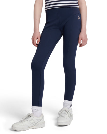 Girls Elastic Waistband Leggings Navy Iris