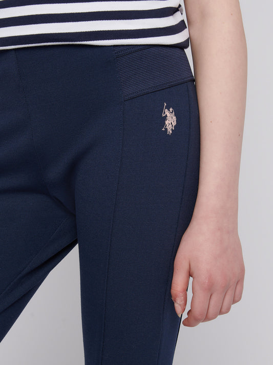 Girls Elastic Waistband Leggings in Navy Iris