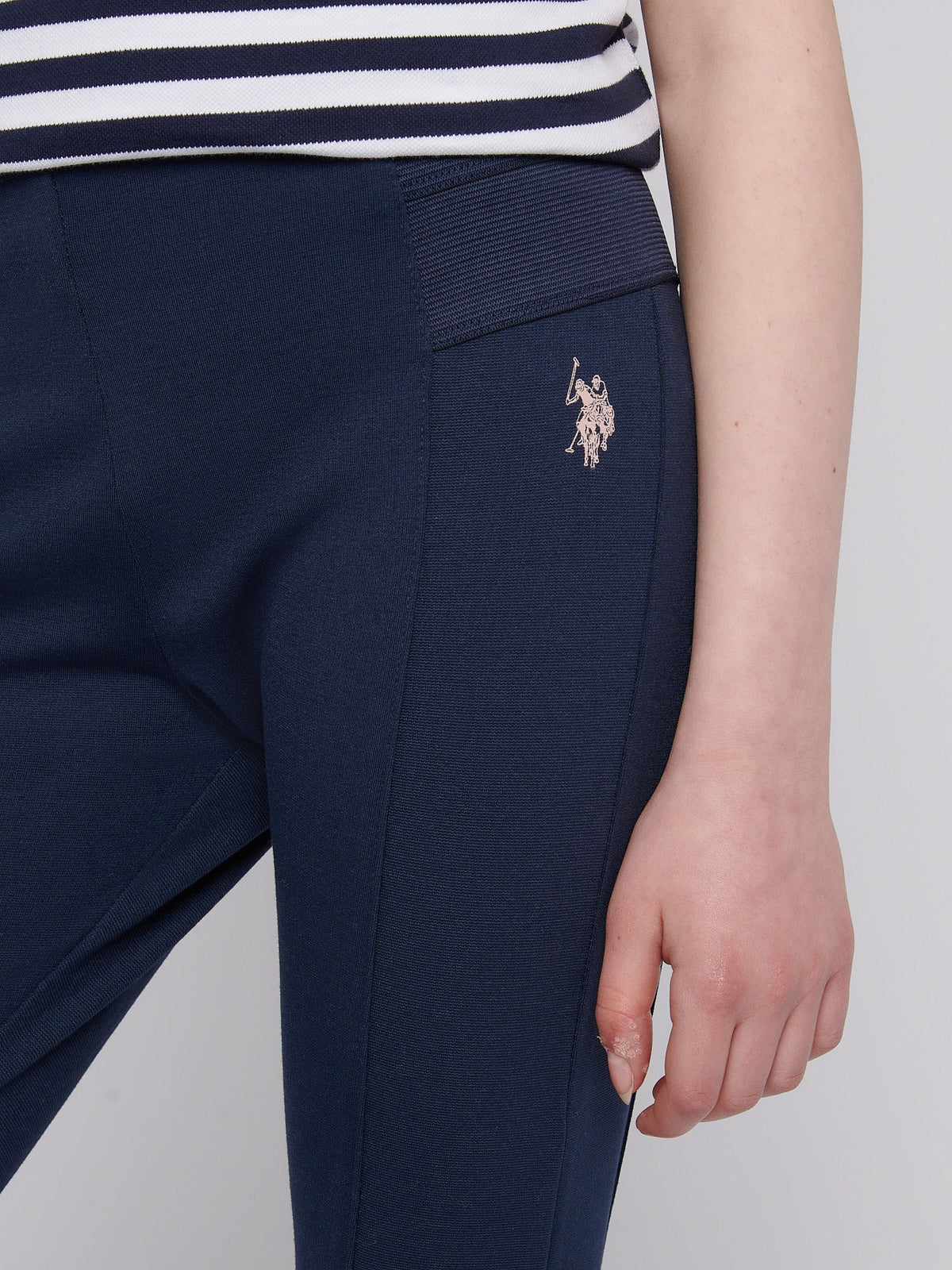 Girls Elastic Waistband Leggings Navy Iris