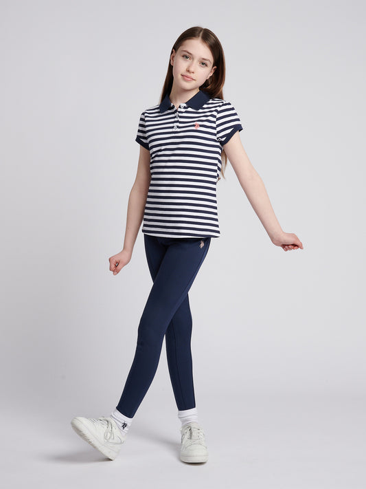 Girls Elastic Waistband Leggings in Navy Iris
