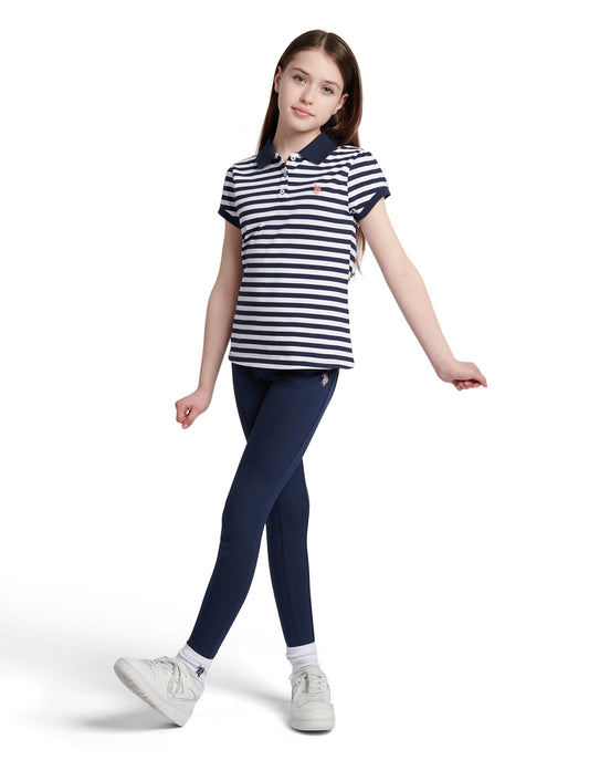 Girls Elastic Waistband Leggings Navy Iris