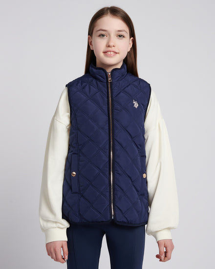 Girls Hacking Gilet in Navy Iris