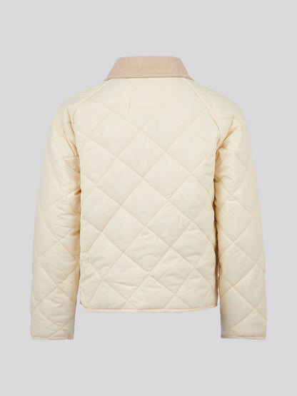 Girls Diamond Quilt Jacket in Marshmallow