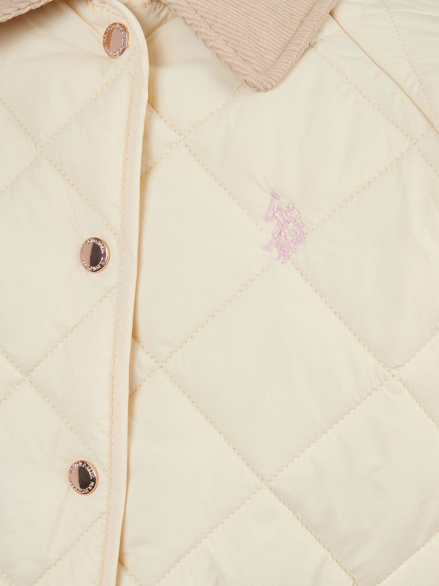 Girls Diamond Quilt Jacket in Marshmallow