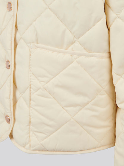 Girls Diamond Quilt Jacket in Marshmallow