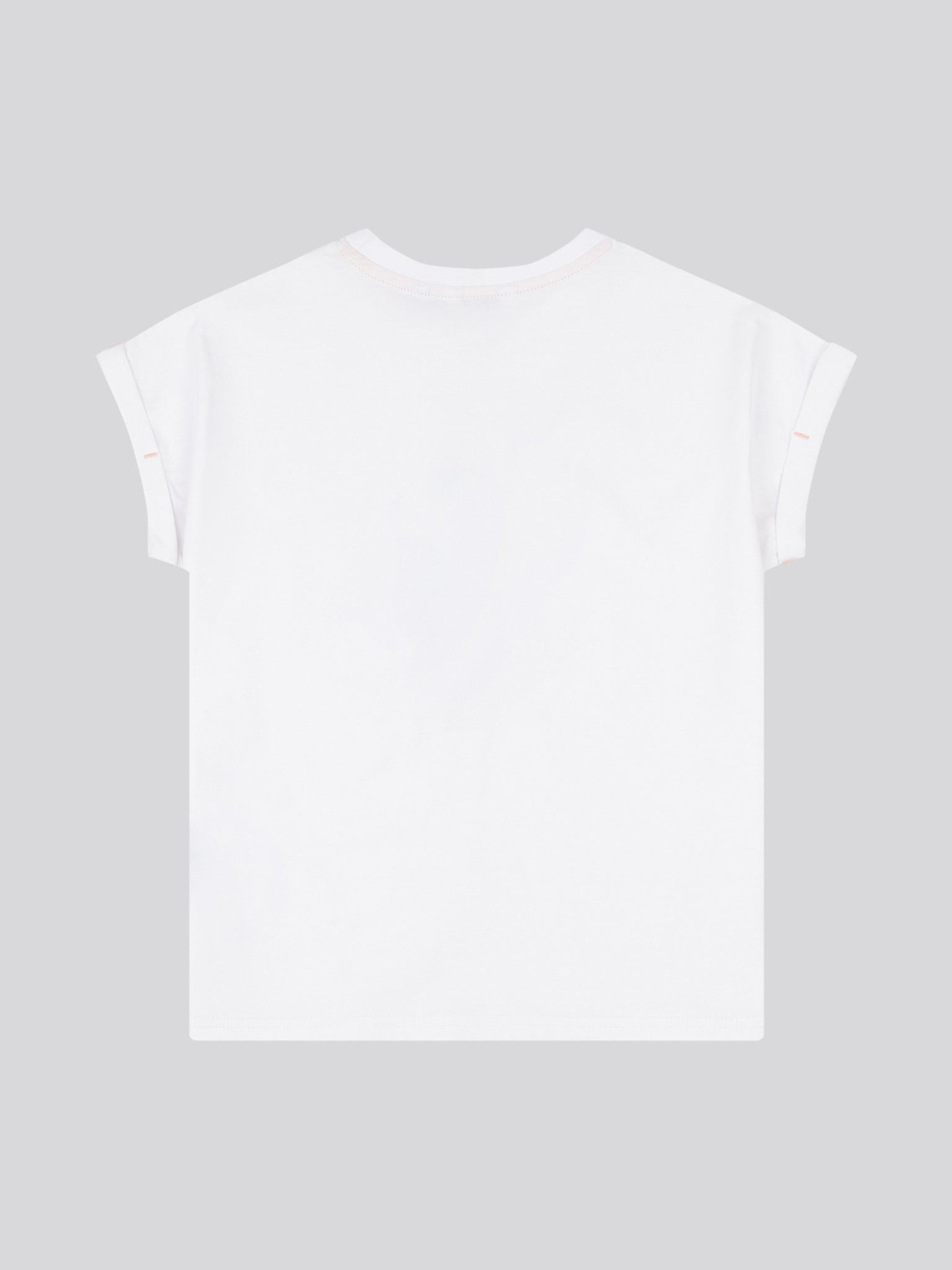 Girls Roll Sleeve Double Horsemen Graphic T-Shirt in Bright White