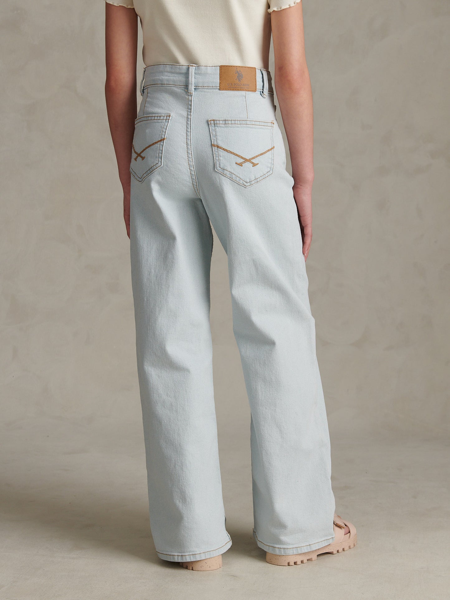 Girls Wide Leg Denim Jeans Light Wash