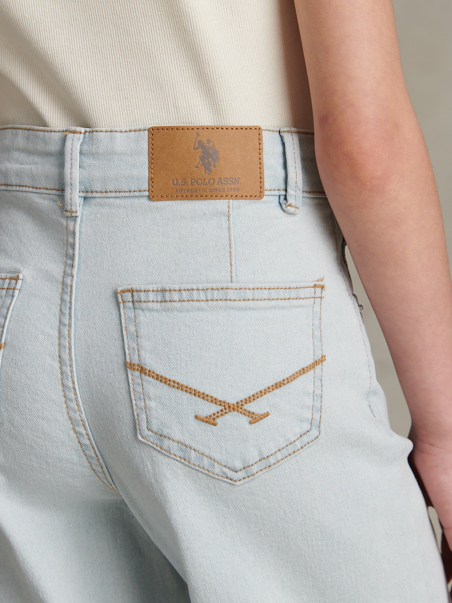 Girls Wide Leg Denim Jeans Light Wash