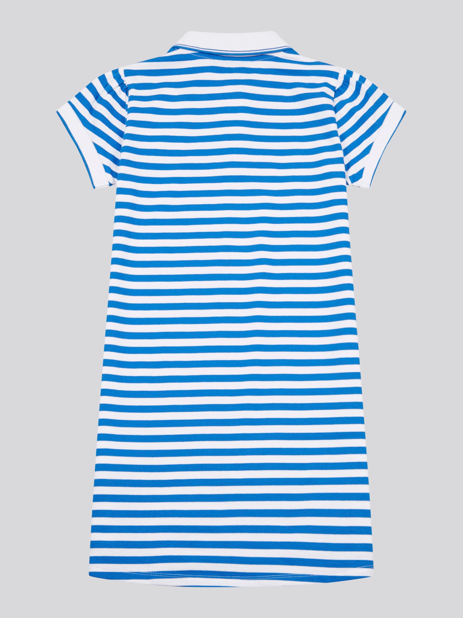 Girls Stripe Polo Dress in Strong Blue