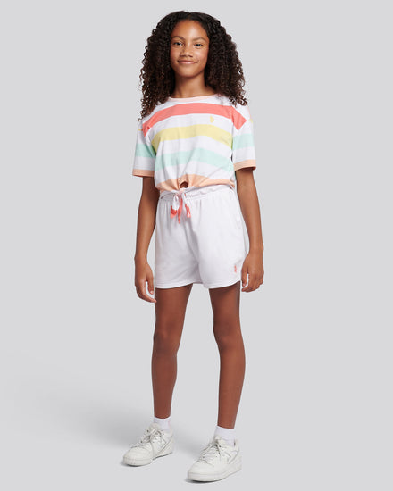 Girls Stripe T-Shirt & Short Set in Bright White