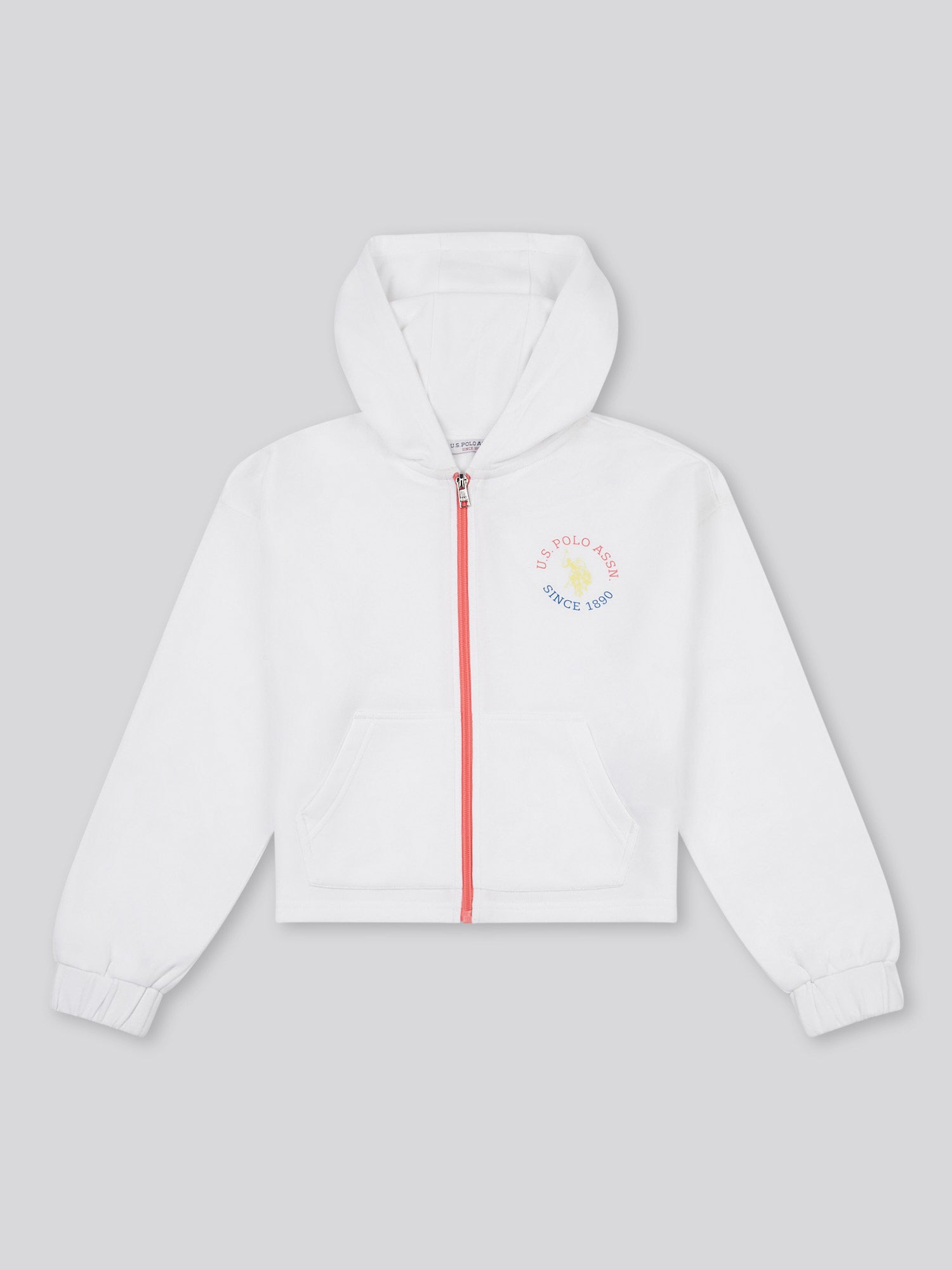 Girls Graphic Zip Through Sweat in Bright White