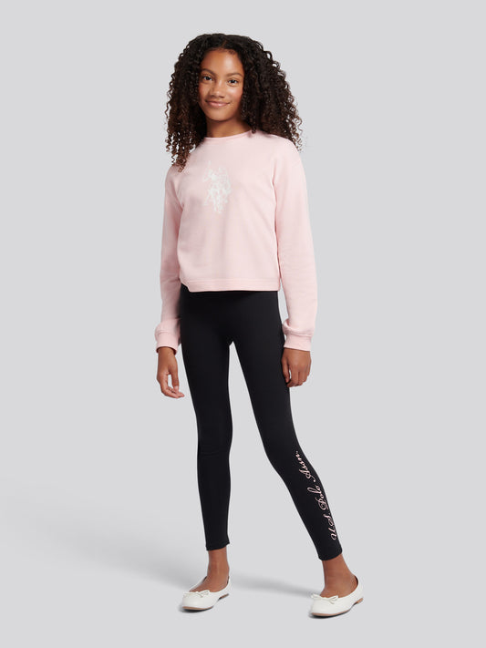 Girls Graphic Boxy Sweat & Legging Set in Crystal Rose