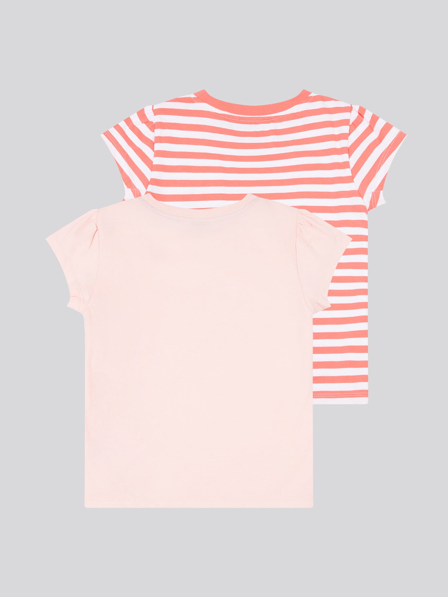 Girls Double Horsemen Mixed 2 Pack Cap Sleeve Tees in Sugar Coral