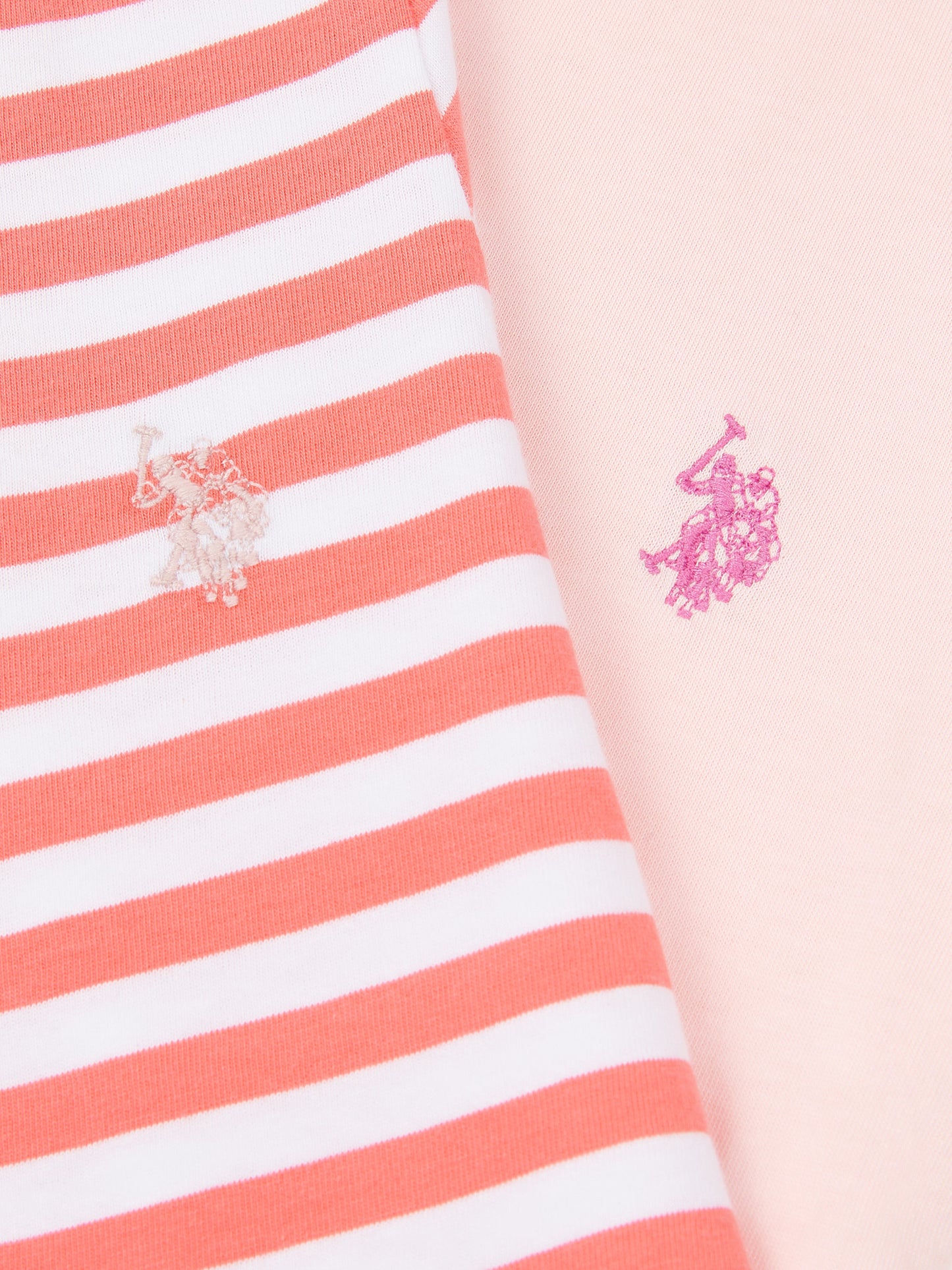 Girls Double Horsemen Mixed 2 Pack Cap Sleeve Tees in Sugar Coral