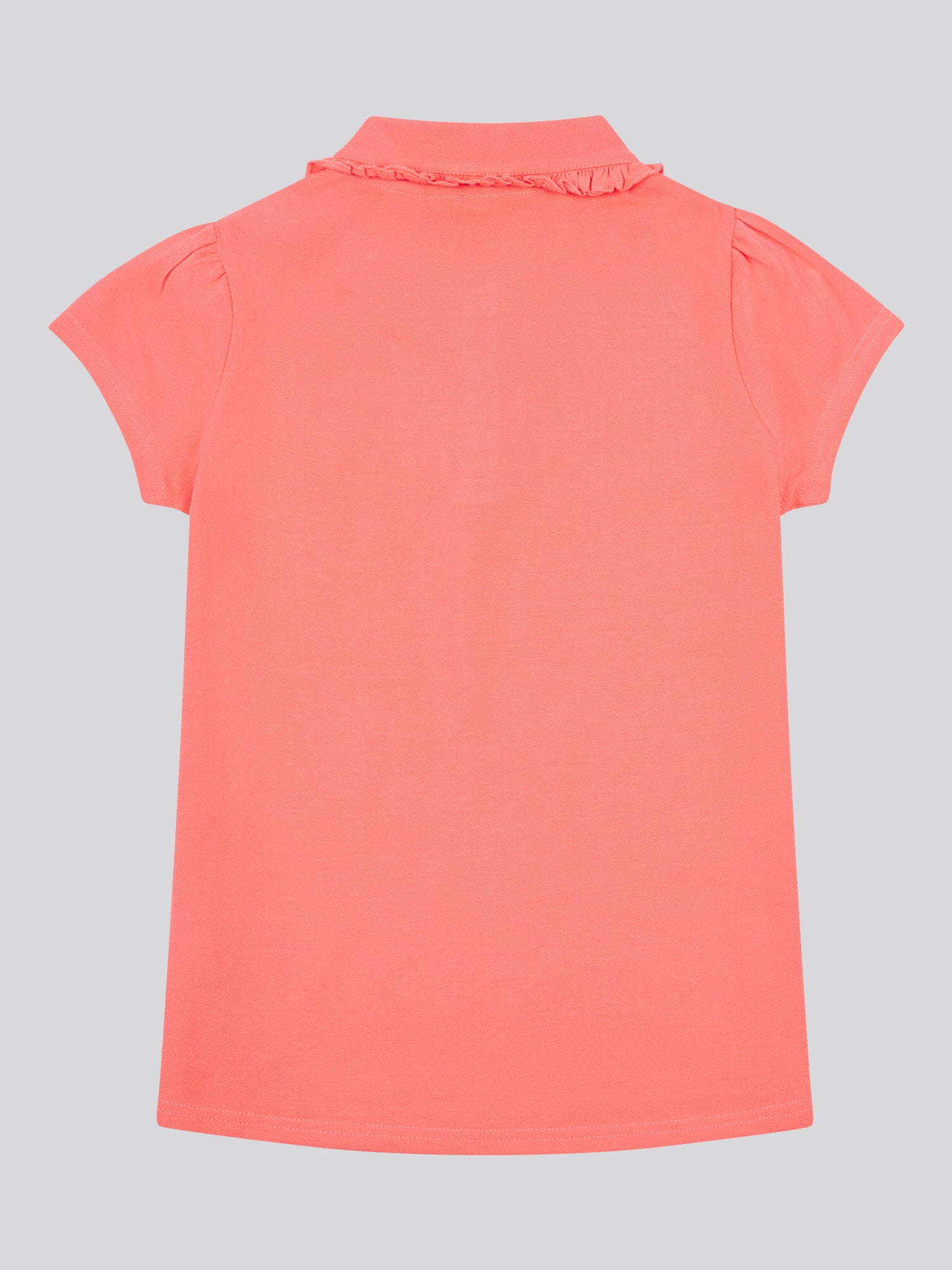 Girls Scallop Collar Polo Shirt in Sugar Coral