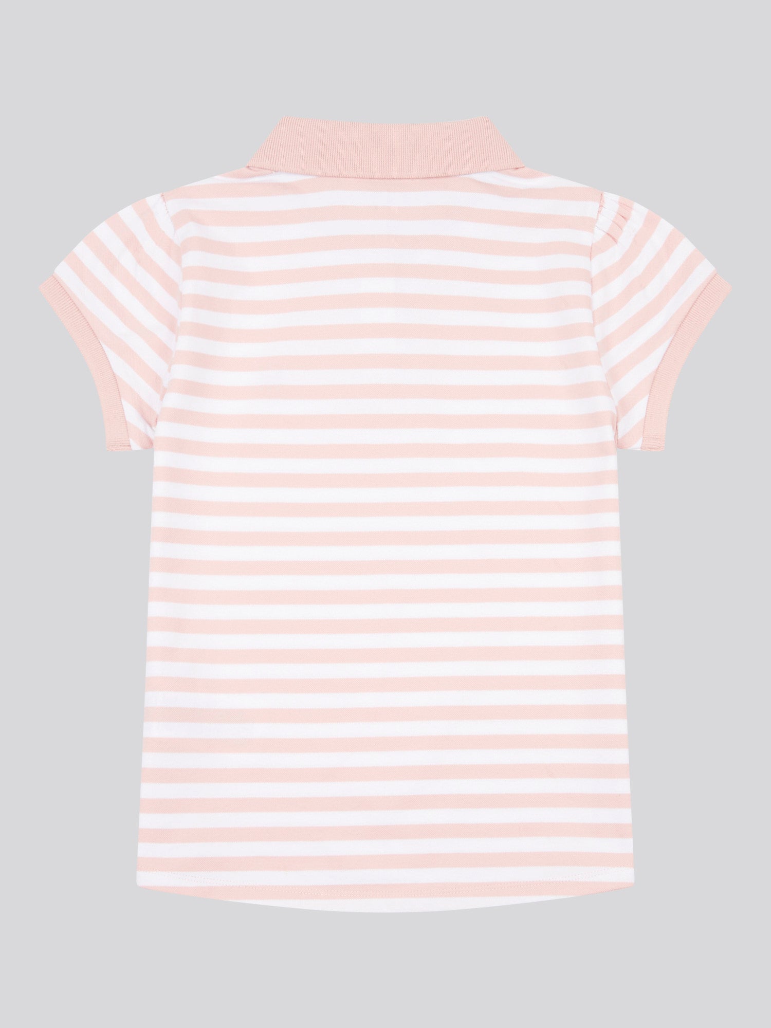 Girls Cap Sleeve Stripe Polo Shirt in Crystal Rose