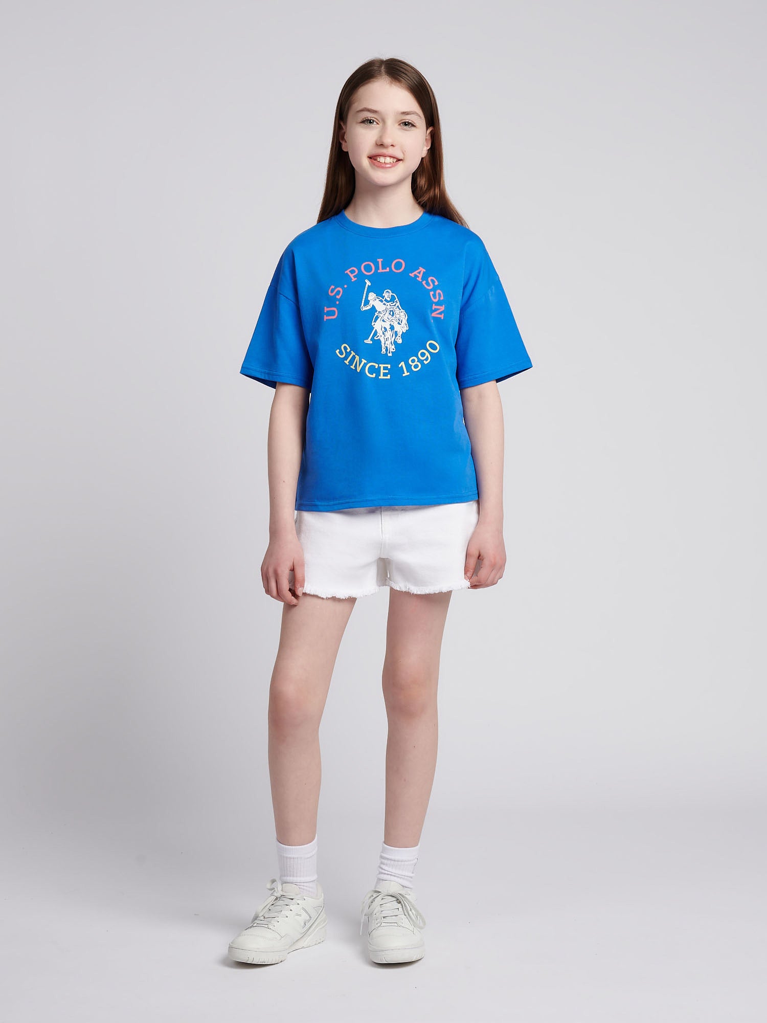 Girls Graphic Loose Fit T-Shirt in Strong Blue