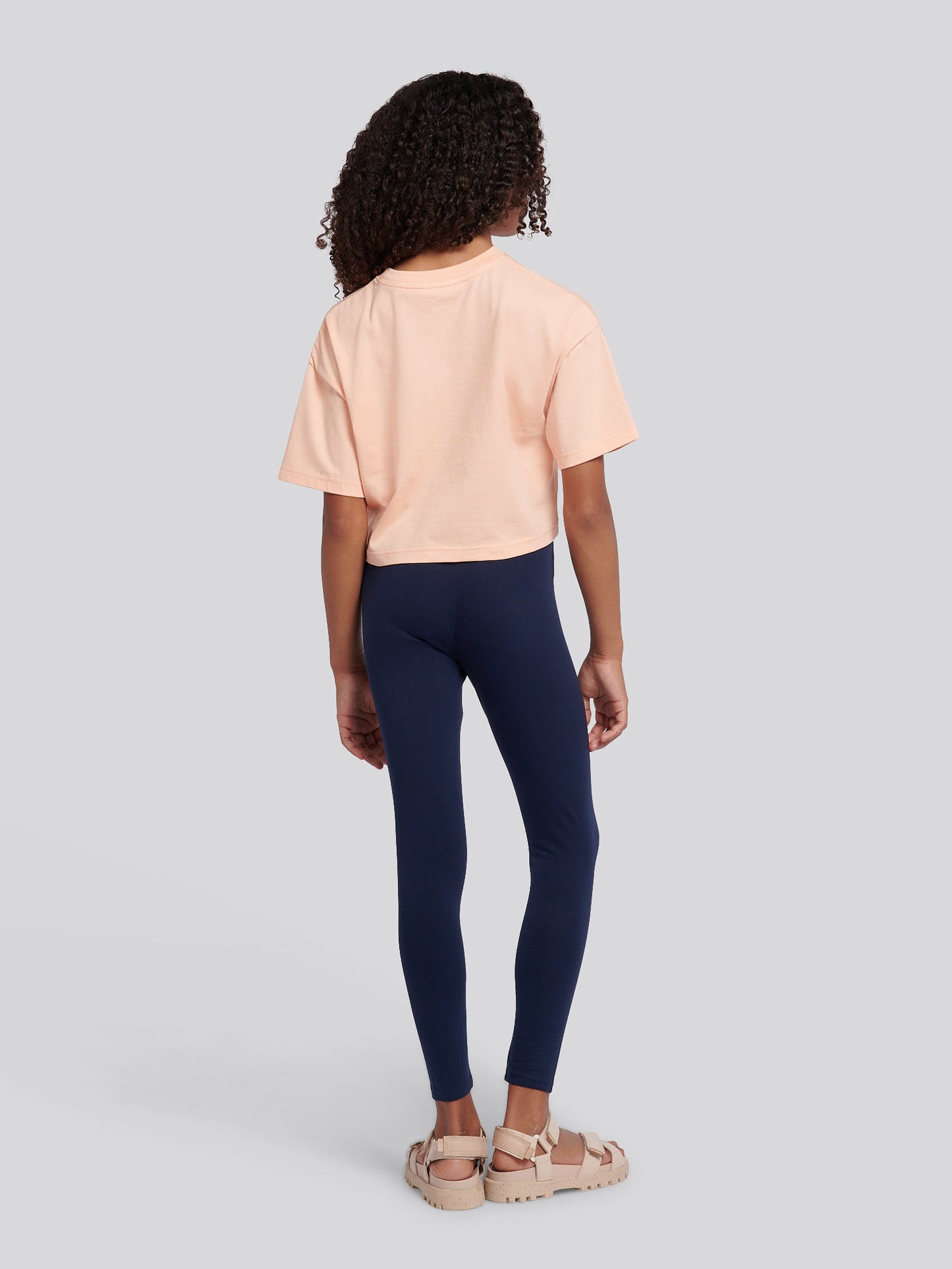 Girls Script Boxy Fit T-Shirt & Legging Set in Peach Nectar