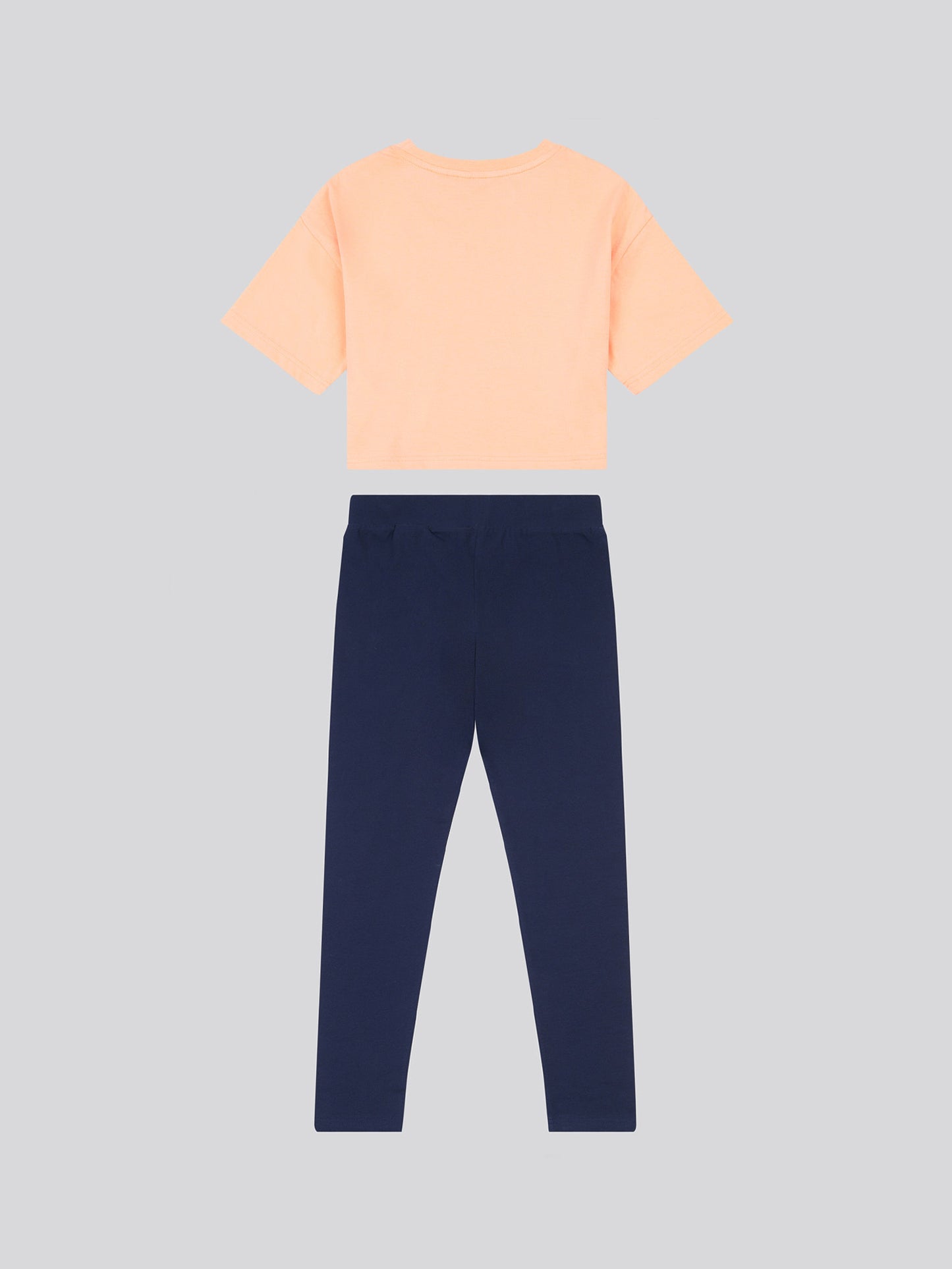 Girls Script Boxy Fit T-Shirt & Legging Set in Peach Nectar